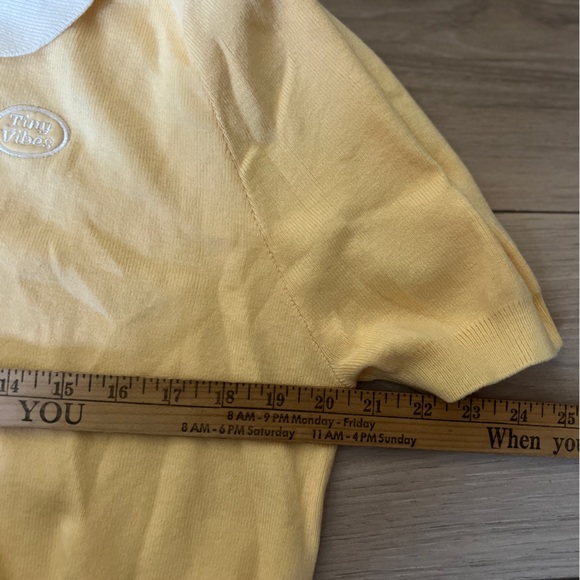 Cider x Polly Pocket Knit Top Womens XL Yellow White Collar Puff Sleeve NWT - Picture 7 of 8